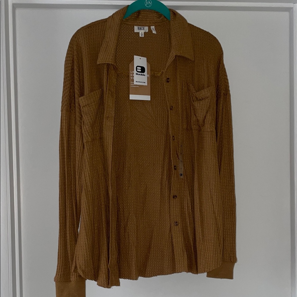 BKE Women's Waffle Knit Shirt Jacket